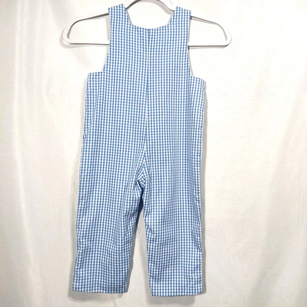 Candyland Boys Toddler 3T Hand Smocked Gingham Romper Snap Crotch and Legs Lined